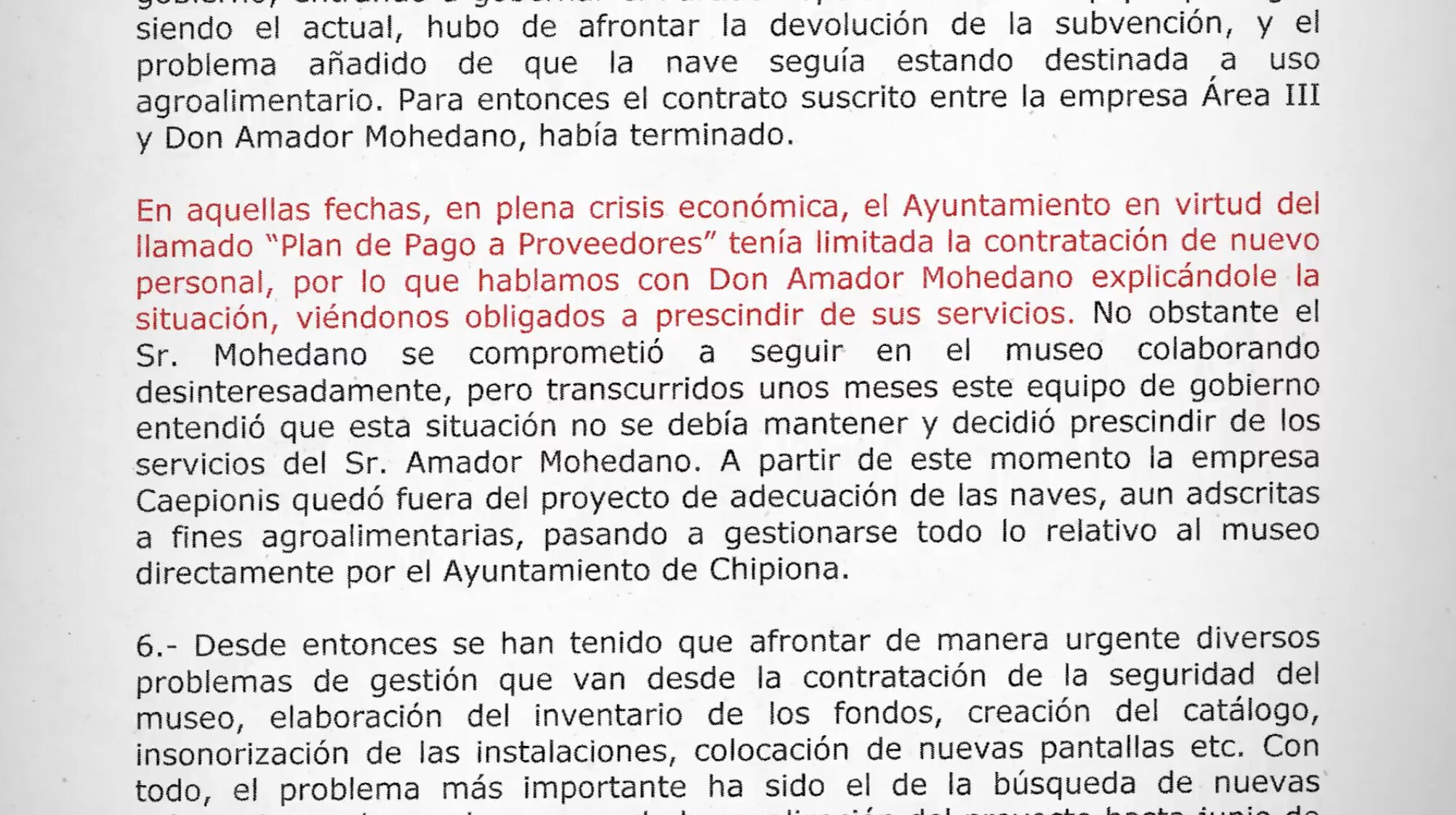 Así se justificó públicamente la salida de Amador Mohedano del museo | Foto: MitelePlus