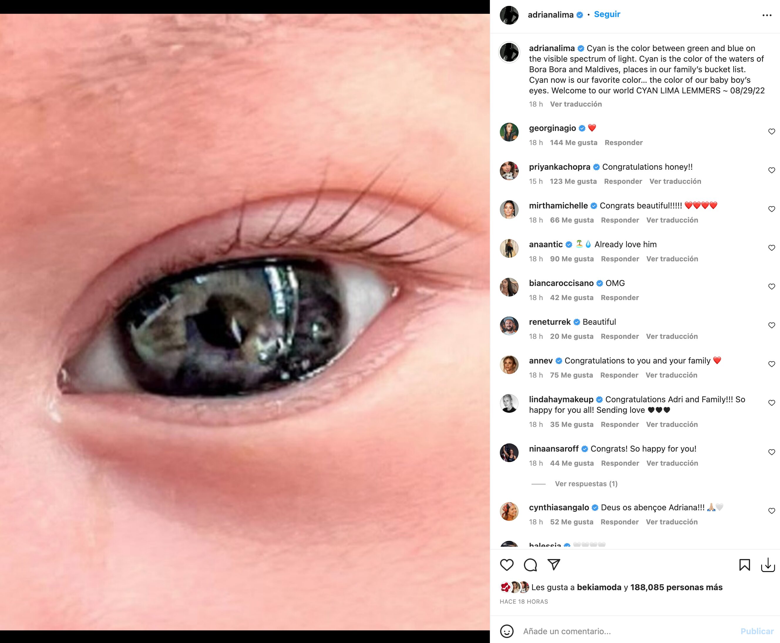 El hijo de Adriana Lima se llama Cyan | Foto: Instagram