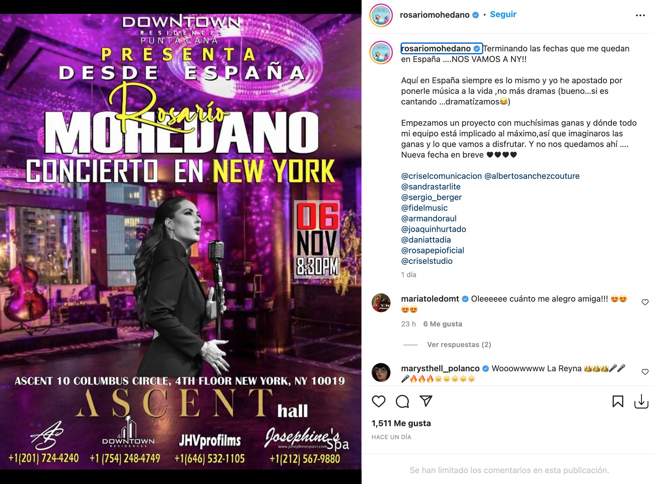 Rosario Mohedano da el salto a Nueva York | Foto: Instagram