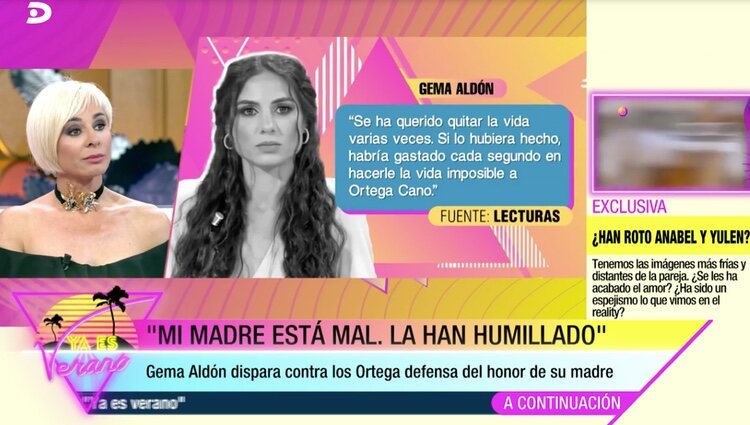 Ana María viendo la declaración más dura de su hija en la entrevista |Foto: Telecinco