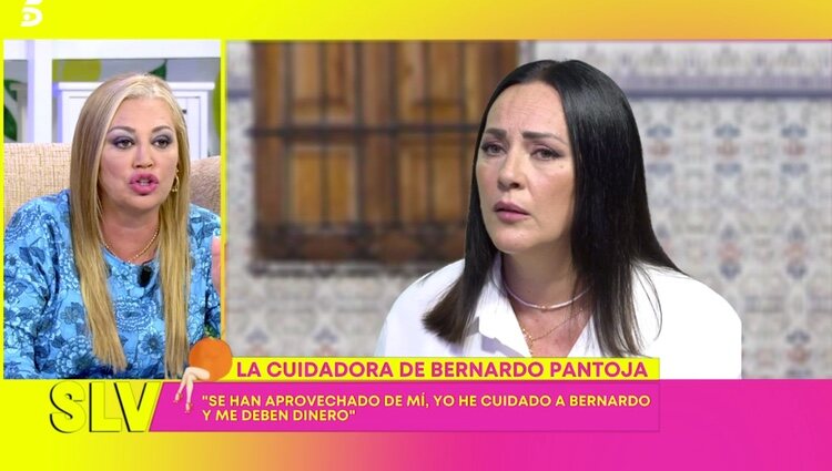 Belén Esteban preguntándole a Carmen, enfermera de Bernardo Pantoja, por las fotos |Foto: Telecinco