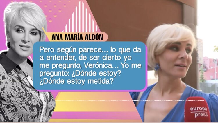 Mensaje de Ana María Aldón a Verónica Dulanto, presentadora de 'Ya es verano' |Foto: Telecinco