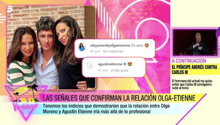 Comentarios más que amistoso entre Agustín Etienne y Olga Moreno |Foto: Telecinco