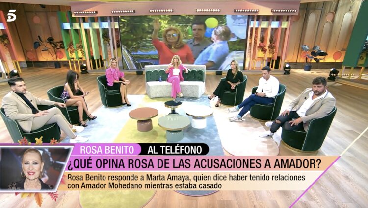 Rosa benito en plena llamada, emocionada pero tajante |Foto: Telecinco