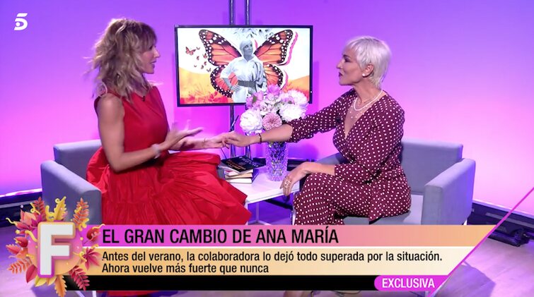 Ana María Aldón hablando con Emma García en 'Fiesta'/ Foto: telecinco.es