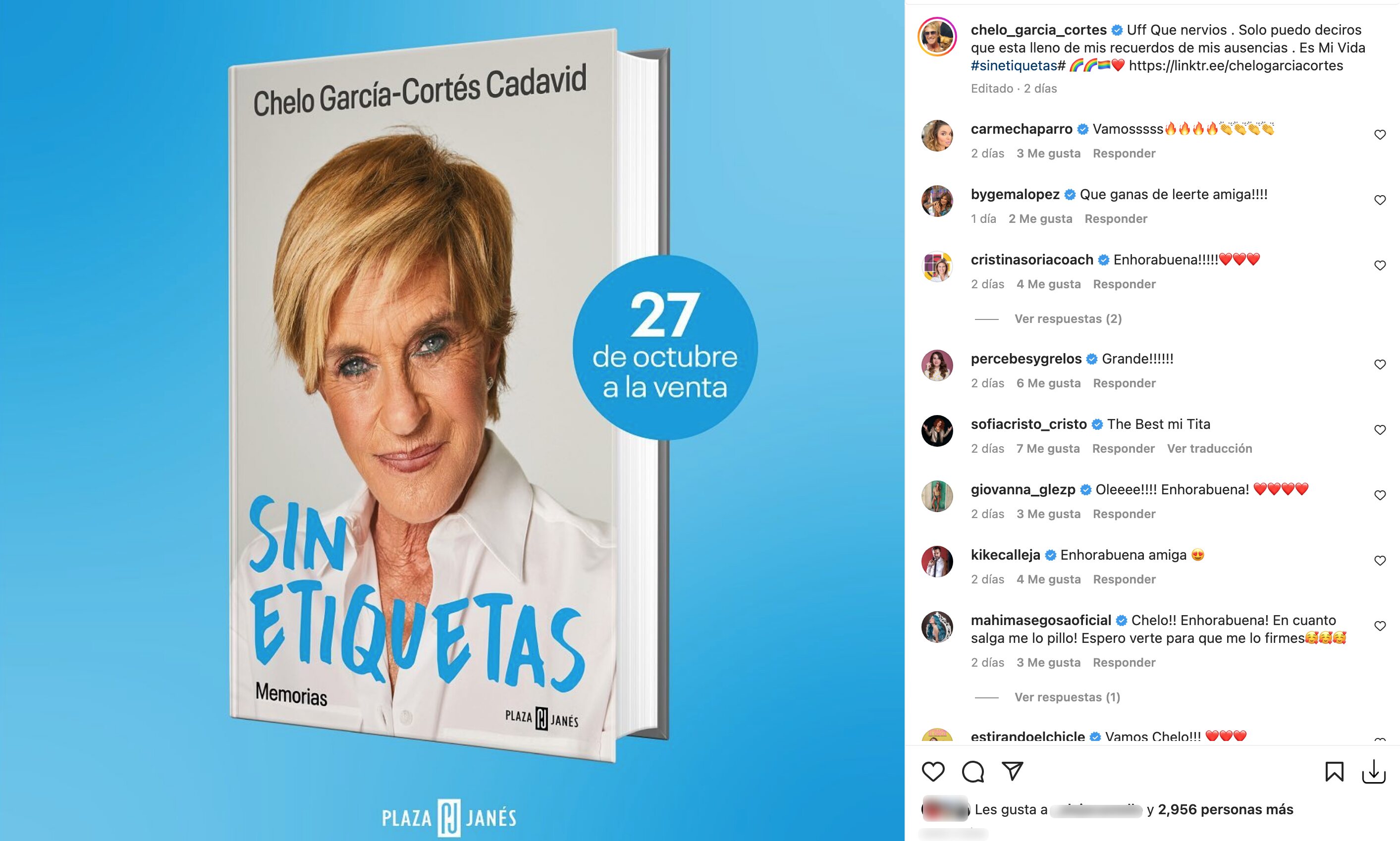 Chelo García Cortés presenta 'Sin etiquetas' | Foto: Instagram