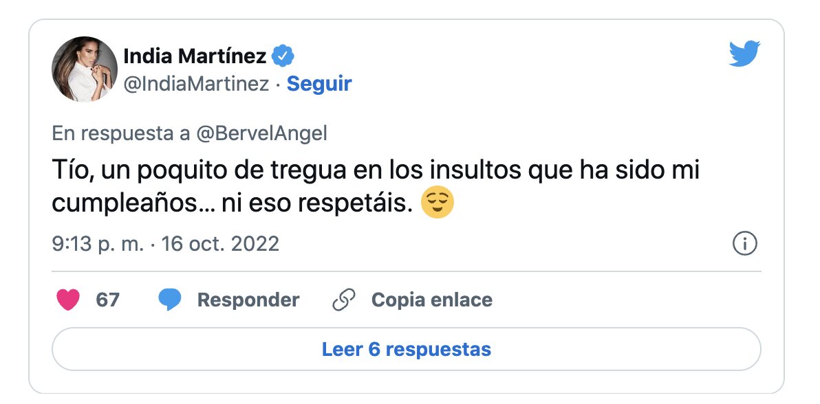 India Martínez se defiende en las redes sociales/ Foto: Twitter