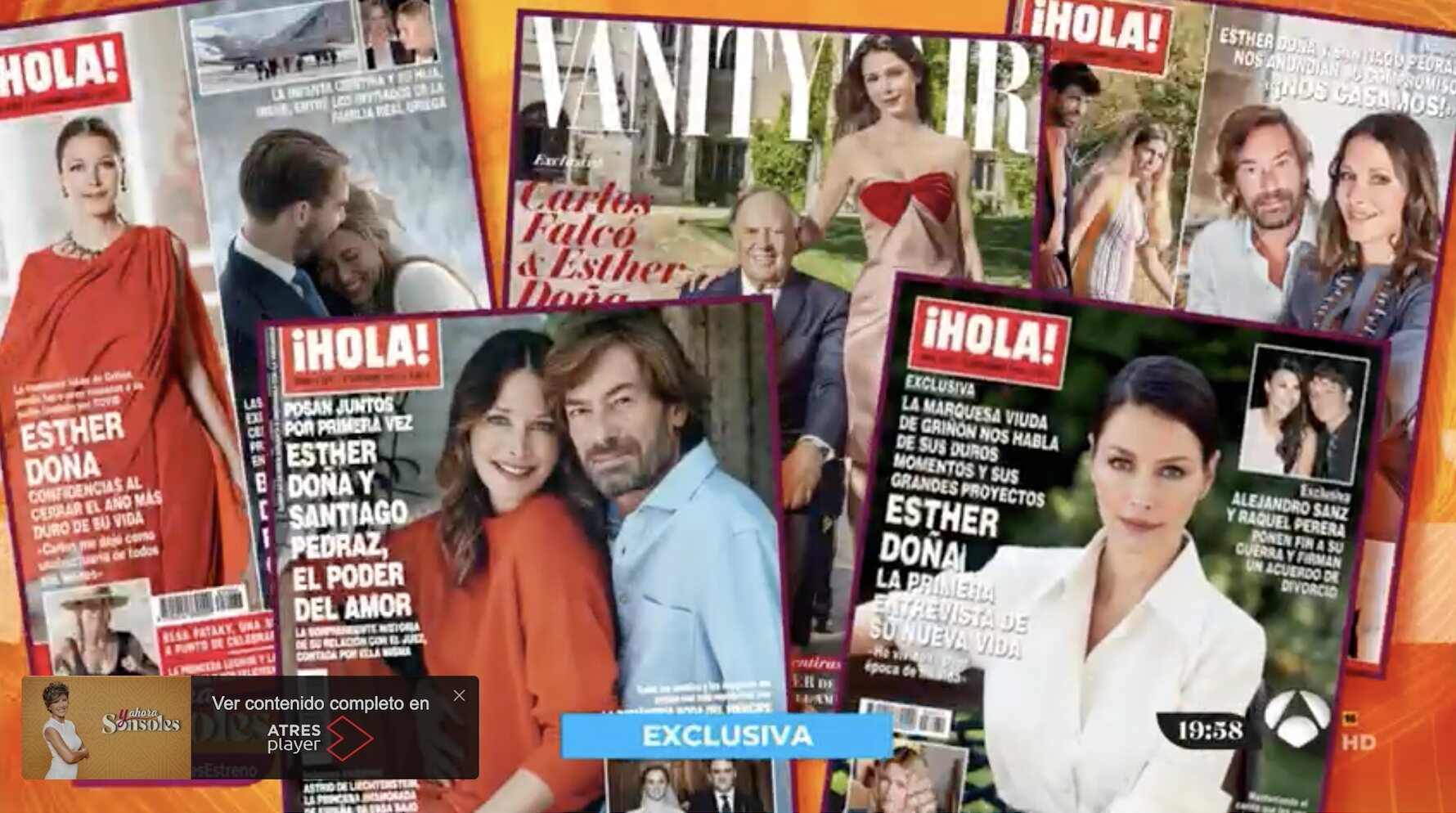 Numerosas portadas de revista en las que ha salido Esther Doña/ Foto: Antena 3