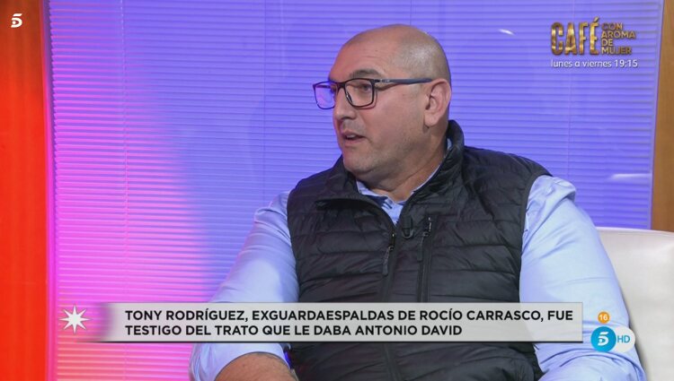 Tony Rodríguez, exguardaespaldas de Rocío Carrasco, durante su intervención en 'En el nombre de Rocío' | telecinco.es