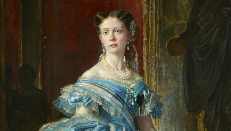 La Infanta Isabel de Borbón retratada por Vicente Palmaroli, luciendo los pendientes subastados | Patrimonio Nacional