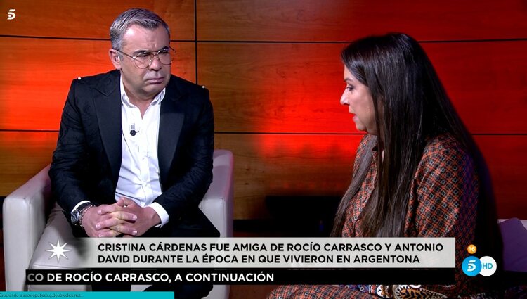 Cristina Cárdena durante su entrevista con Jorge Javier Vázquez en 'En el nombre de Rocío' | telecinco.es