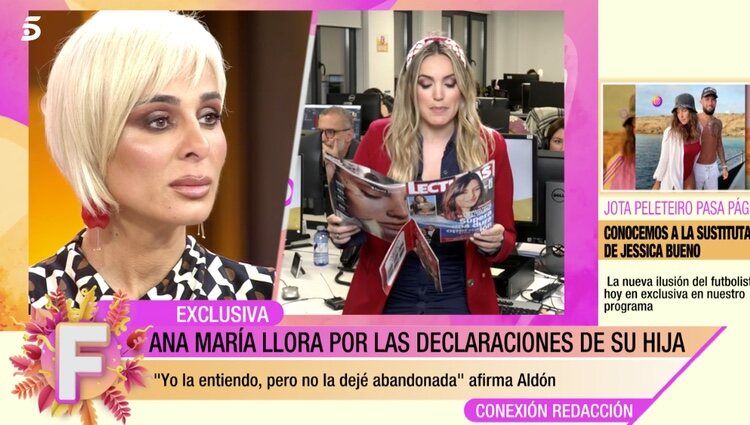 Marta Riesco lee en directo la entrevista/ Foto:Telecinco