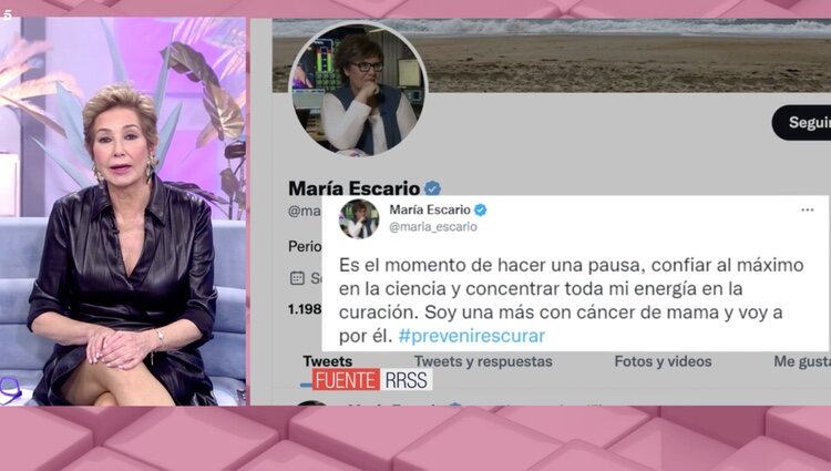 Ana Rosa Quintana le envía un emotivo mensaje a María Escario | Foto: Telecinco