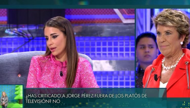 Cristina Porta en el polígrafo contestando si ha criticado a Jorge Pérez/ Foto: Telecinco