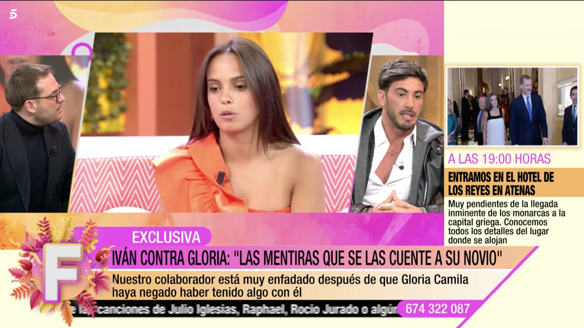 Los colaboradores preguntando a Iván González sobre Gloria Camila / Foto: Telecinco.es