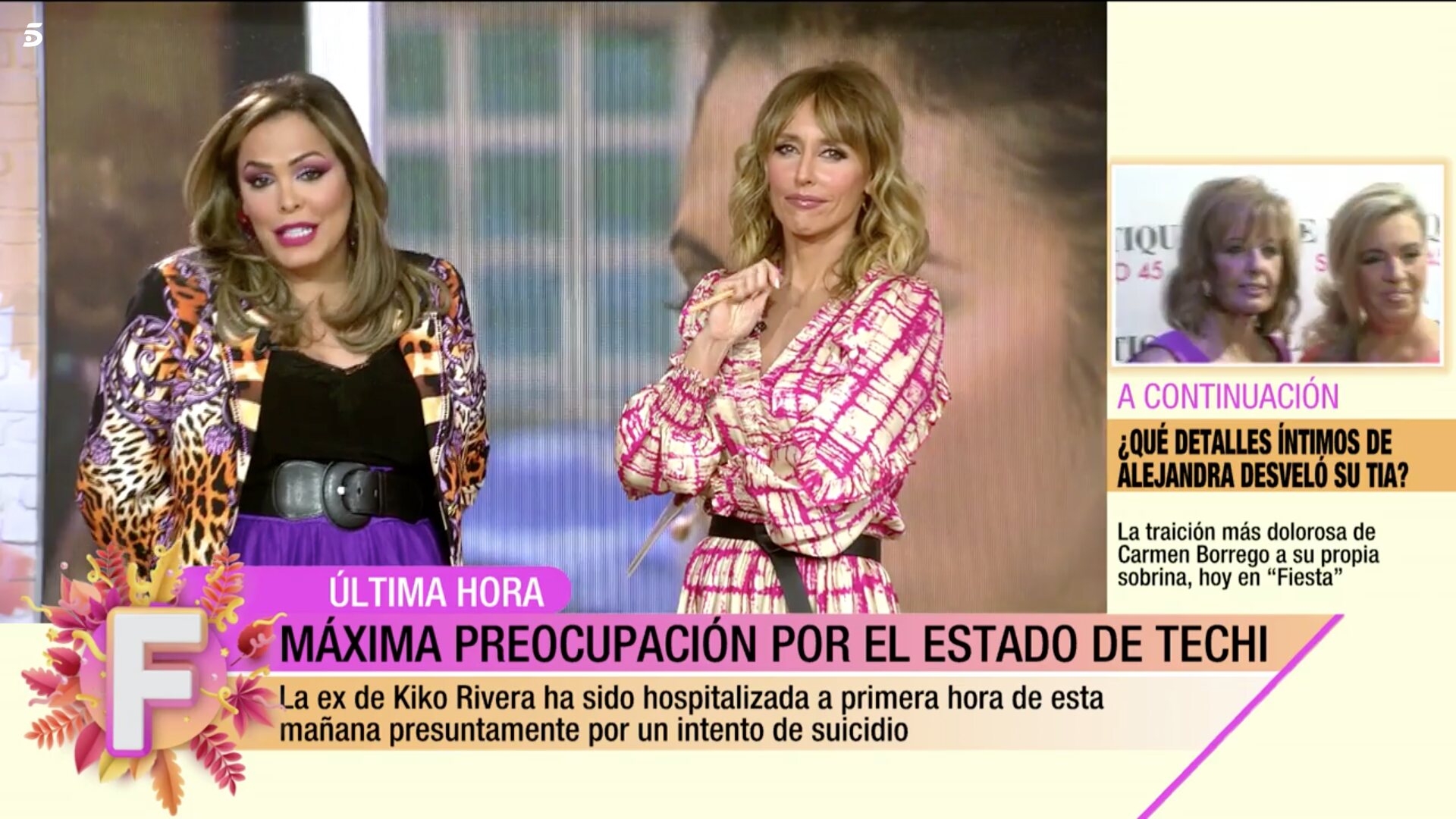 Amor Romeira habla en 'Fiesta' sobre el incidente de Techi / Foto: Telecinco.es