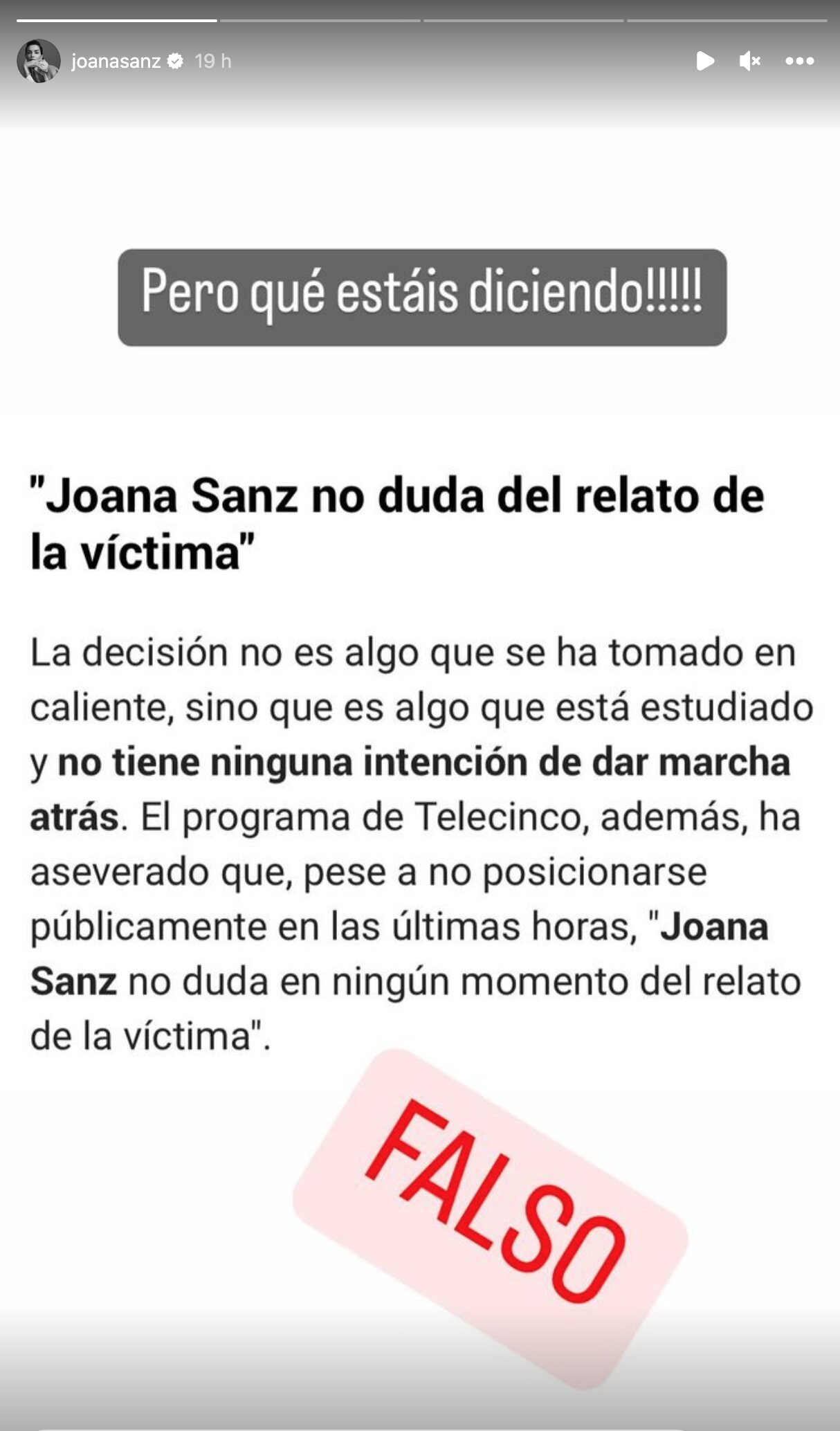 Joana Sanz asegura que es 