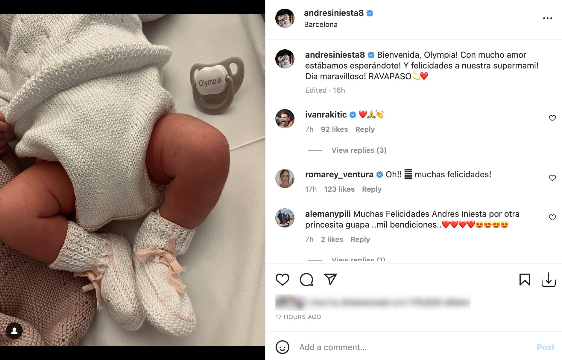 Andrés Iniesta y Anna Ortiz son ahora una familia numerosa con 5 hijos | Foto: Instagram