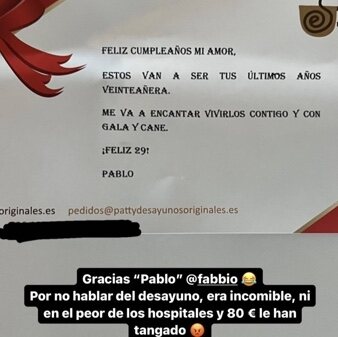 La nota que recibió Violeta Mangriñán en su cumpleaños/ Foto: Instagram