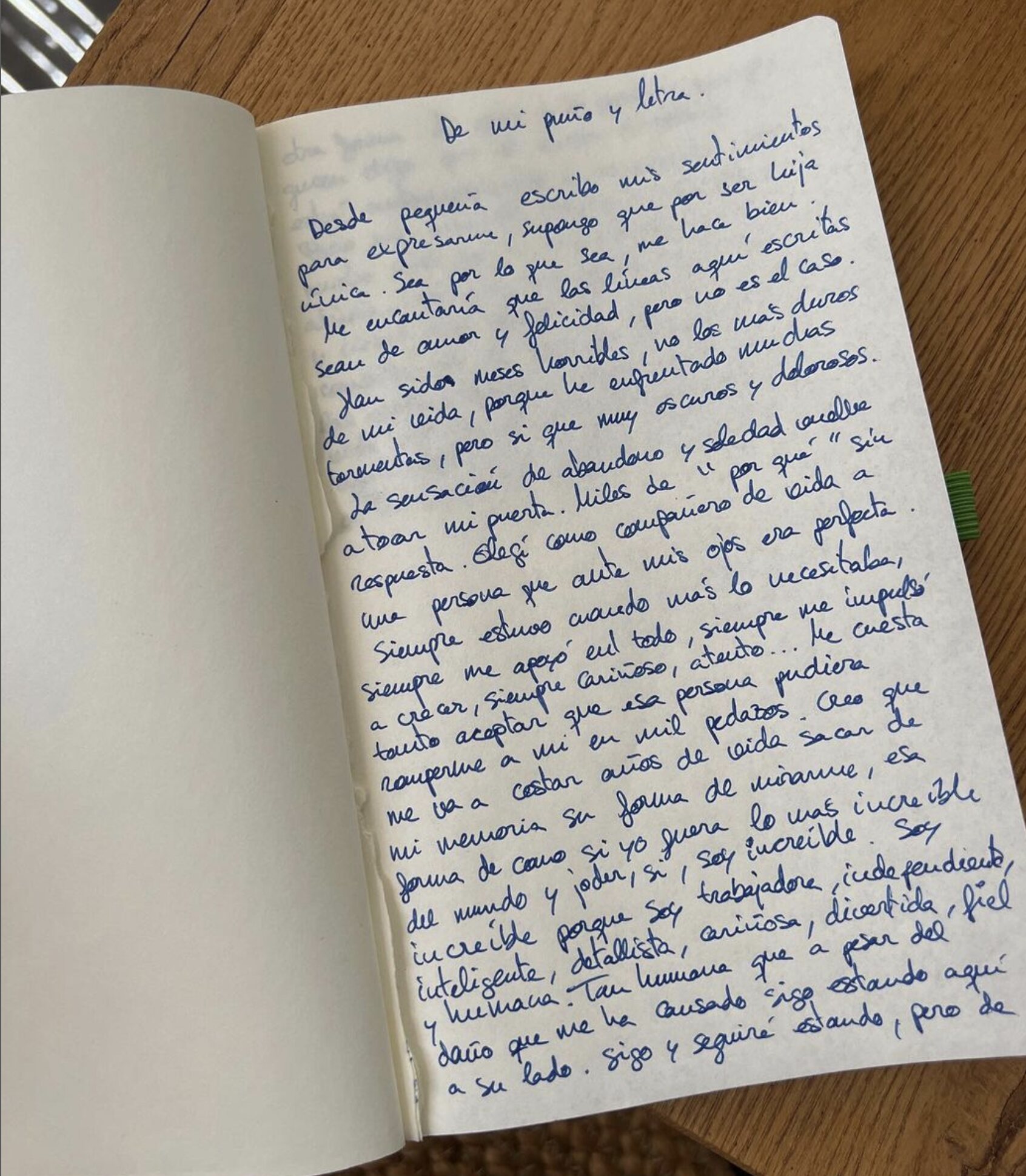 Joana Sanz escribe una carta de su puño y letra/ Foto: Instagram