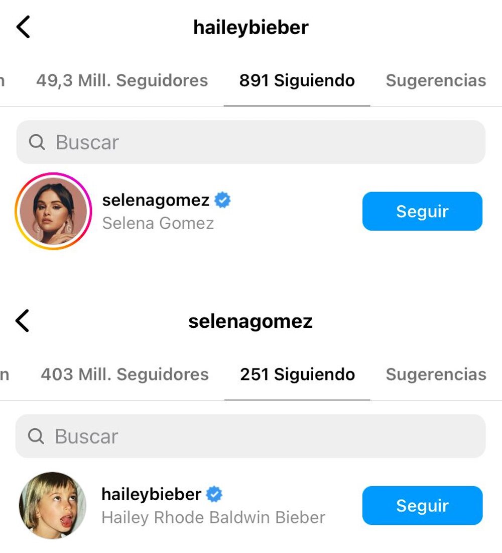 Selena Gomez y Hailey Bieber han empezado a seguirse en Instagram