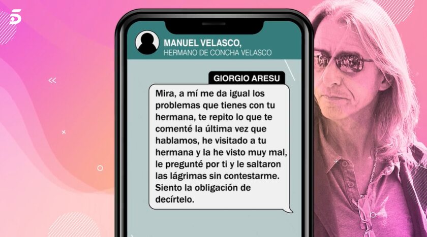 El programa 'Fiesta' saca el mensaje que Giorgo Aresu le manda al hermano de Concha Velasco/ Foto: Telecinco