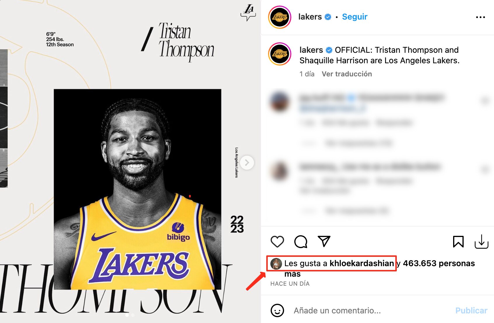 Tristan Thompson ha fichado por los Los Angeles Lakers | Foto: Instagram
