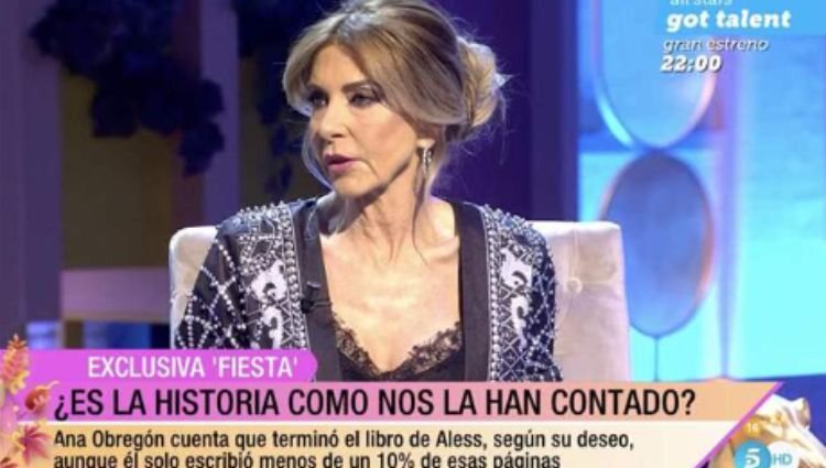 Marisa Martín-Blázquez en 'Fiesta' hablando del libro de Álex Lequio/ Foto: Telecinco