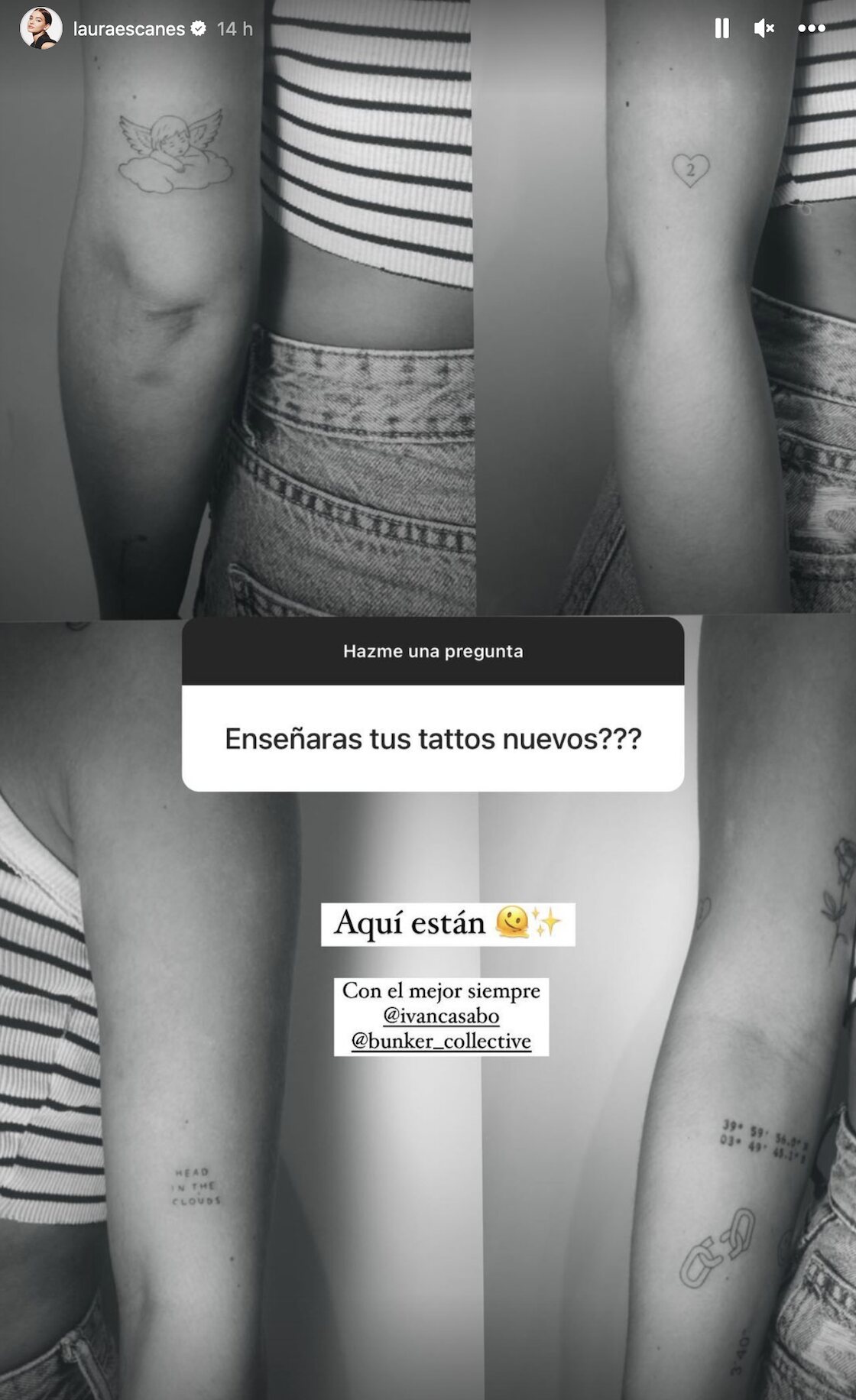 Laura Escanes enseña sus nuevos tatuajes/ Foto: Instagram