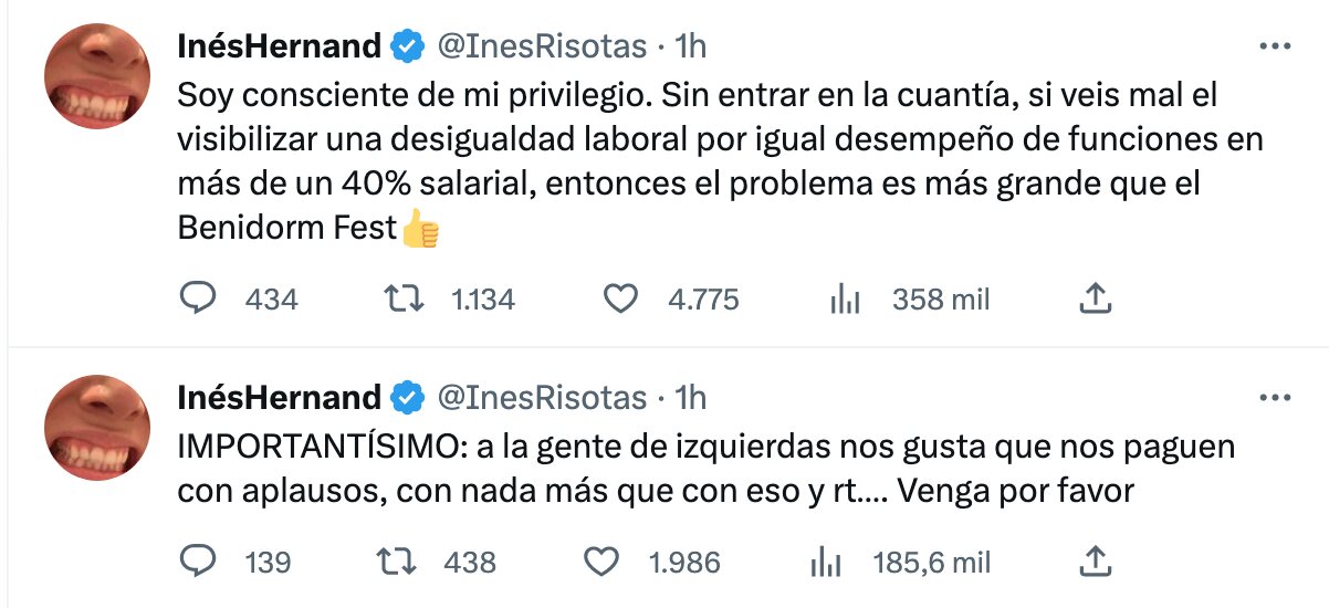 Inés Hernand responde a las críticas por su reacción a los sueldos | Foto: Twitter