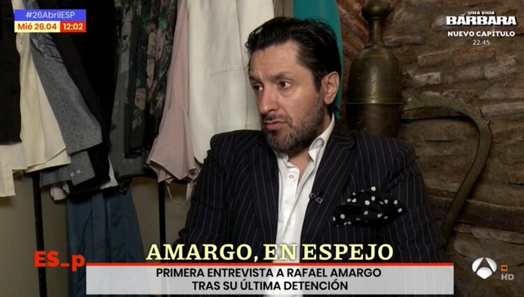 Rafael Amargo en su primera entrevista tras su detención / Foto: Antena 3