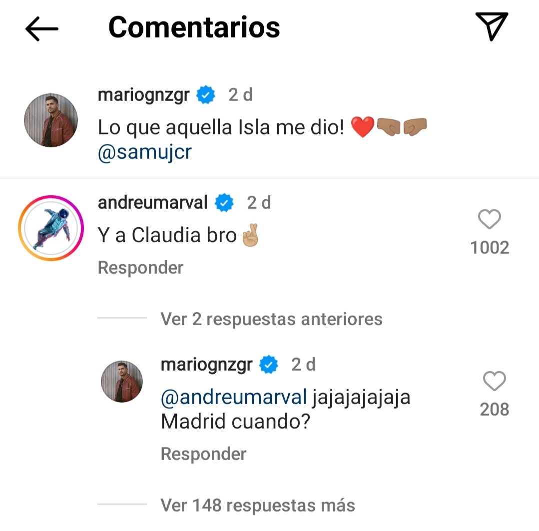 Andreu en las redes sociales de Mario / Foto: Instagram