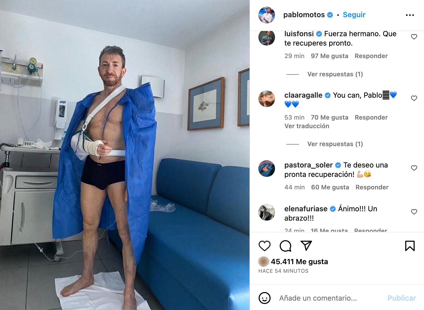Pablo Motos, operado del tríceps | Foto: Instagram