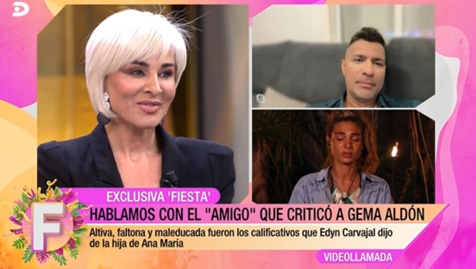 Ana María Aldón cara a cara con Edyn Carvajal, el cantante colombiano/ Foto: Telecinco