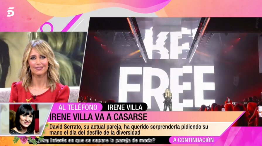Irene Villa confirma la noticia de su compromiso en el programa 'Fiesta'/ Foto: Telecinco