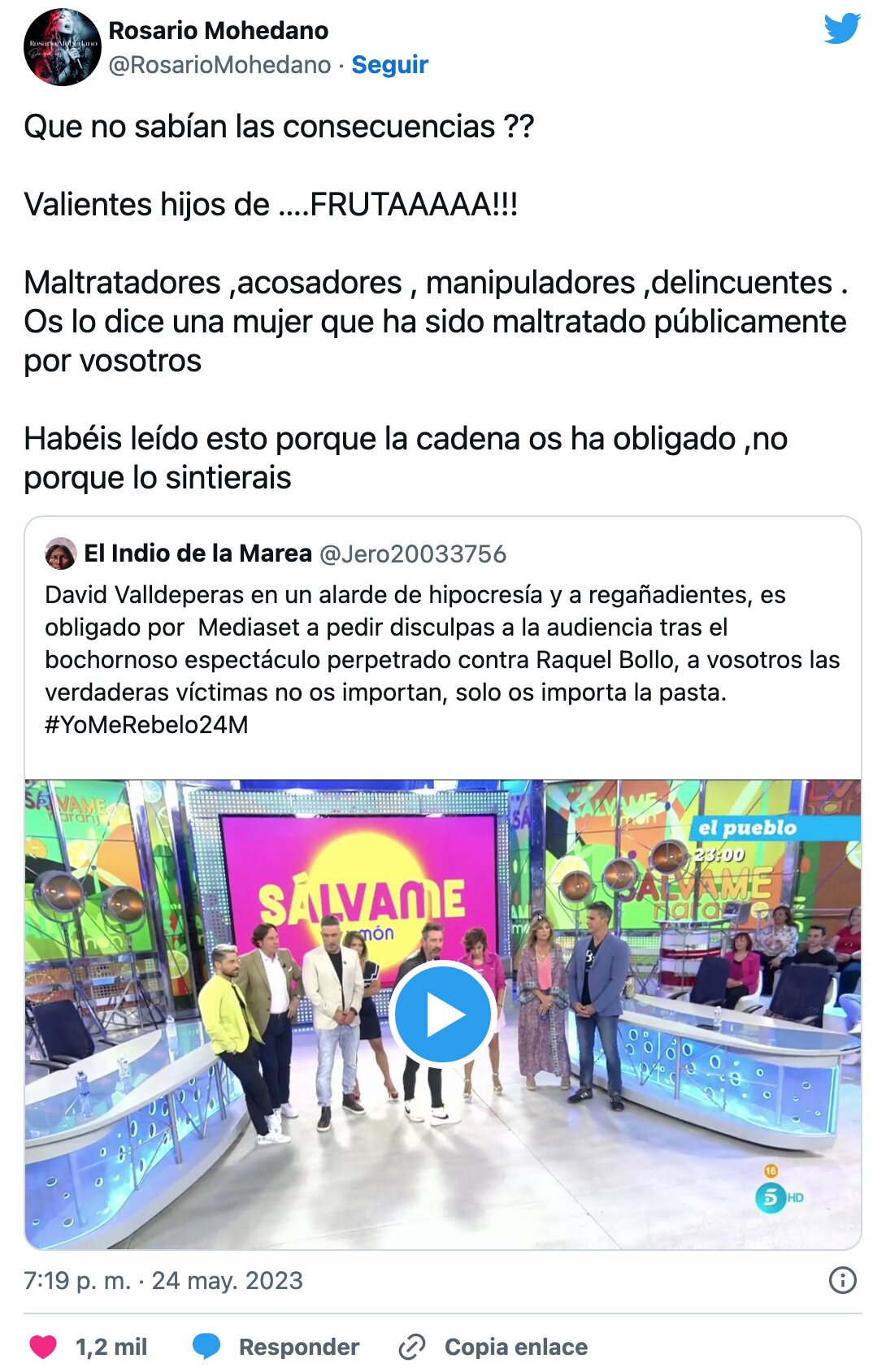 Rosario Mohedano vuelve a cargar contra 'Sálvame' | Foto: Twitter