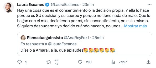 La respuesta de Laura Escanes en Twitter a una usuaria