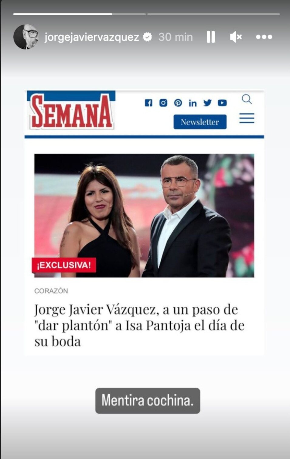 Jorge Javier Vázquez desmiente la noticia | Instagram