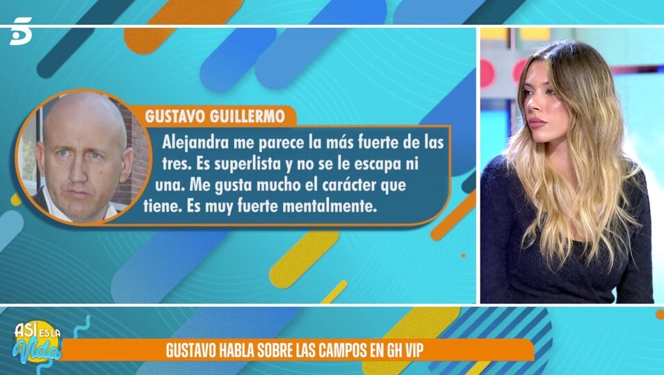 Alejandra Rubio lee el mensaje de Gustavo | Foto: telecinco.es