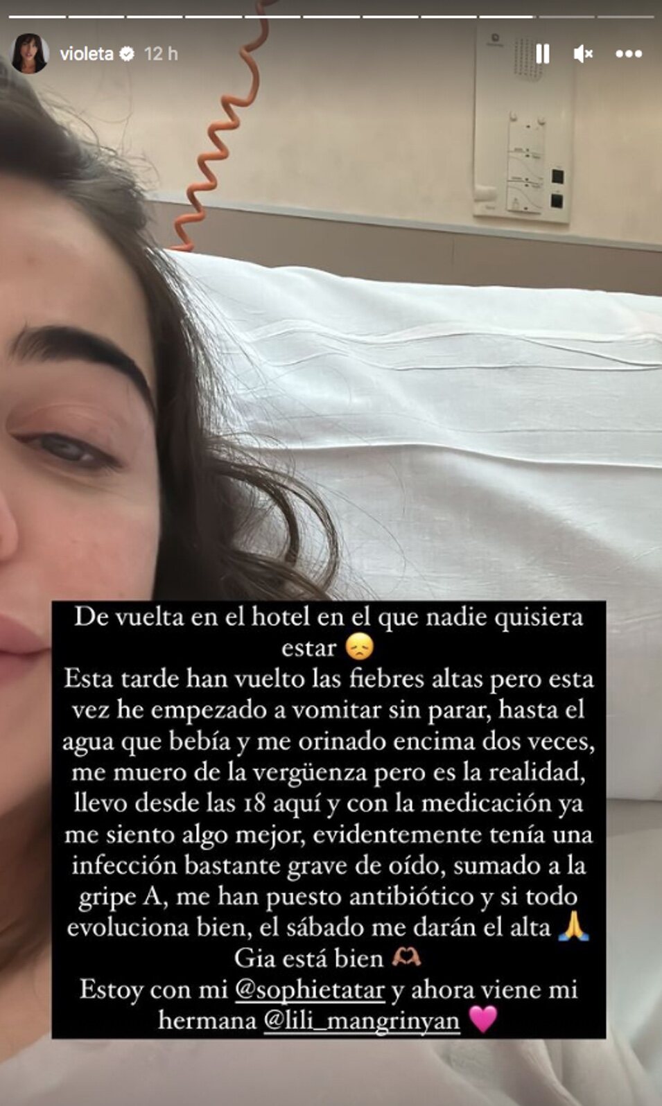 Violeta Mangriñán explicando lo sucedido | Instagram