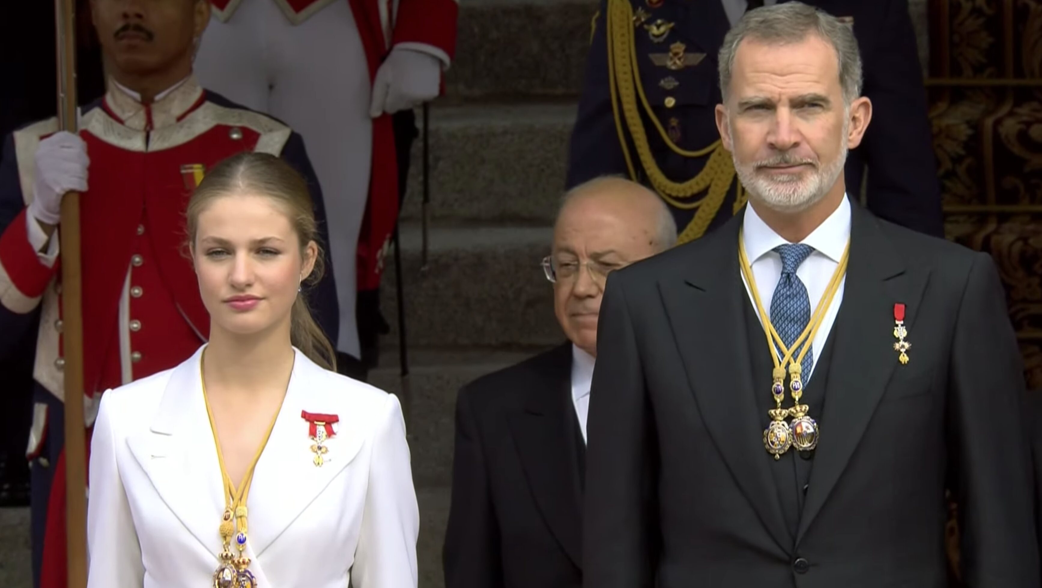 El Rey y la Princesa de Asturias durante el desfile militar
