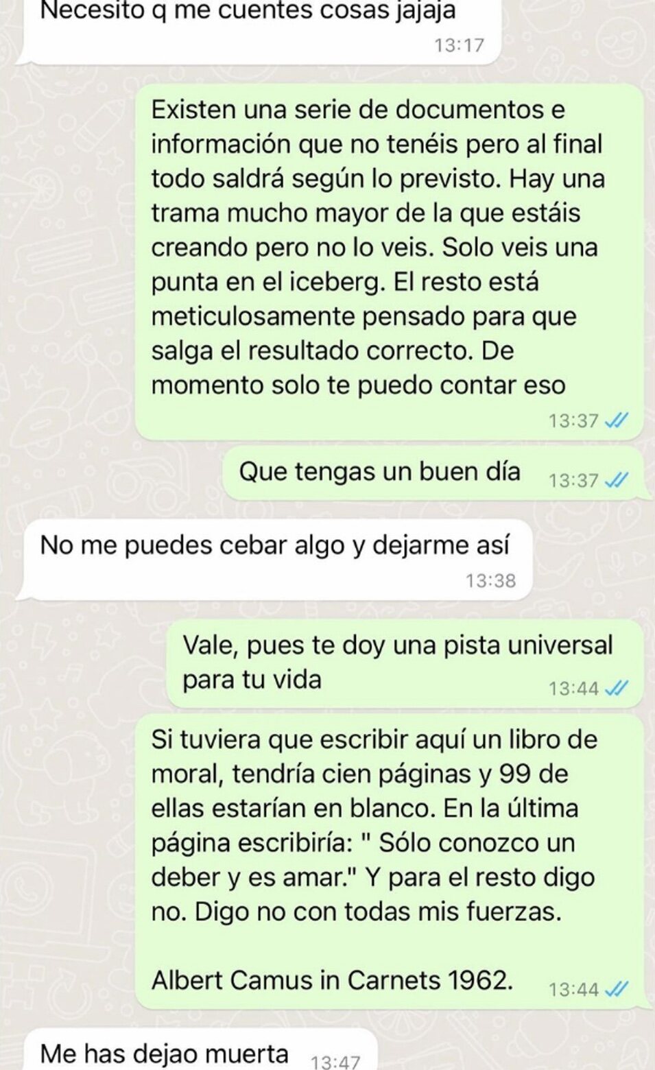 Conversación de Whatsapp de Pablo Marqués y una redactora de un programa | Instagram