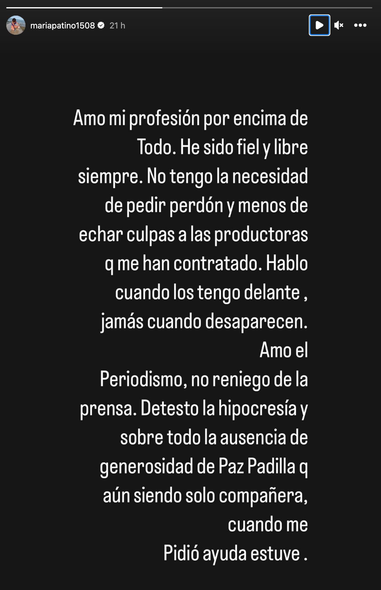 María Patiño responde a Paz Padilla | Foto: Instagram