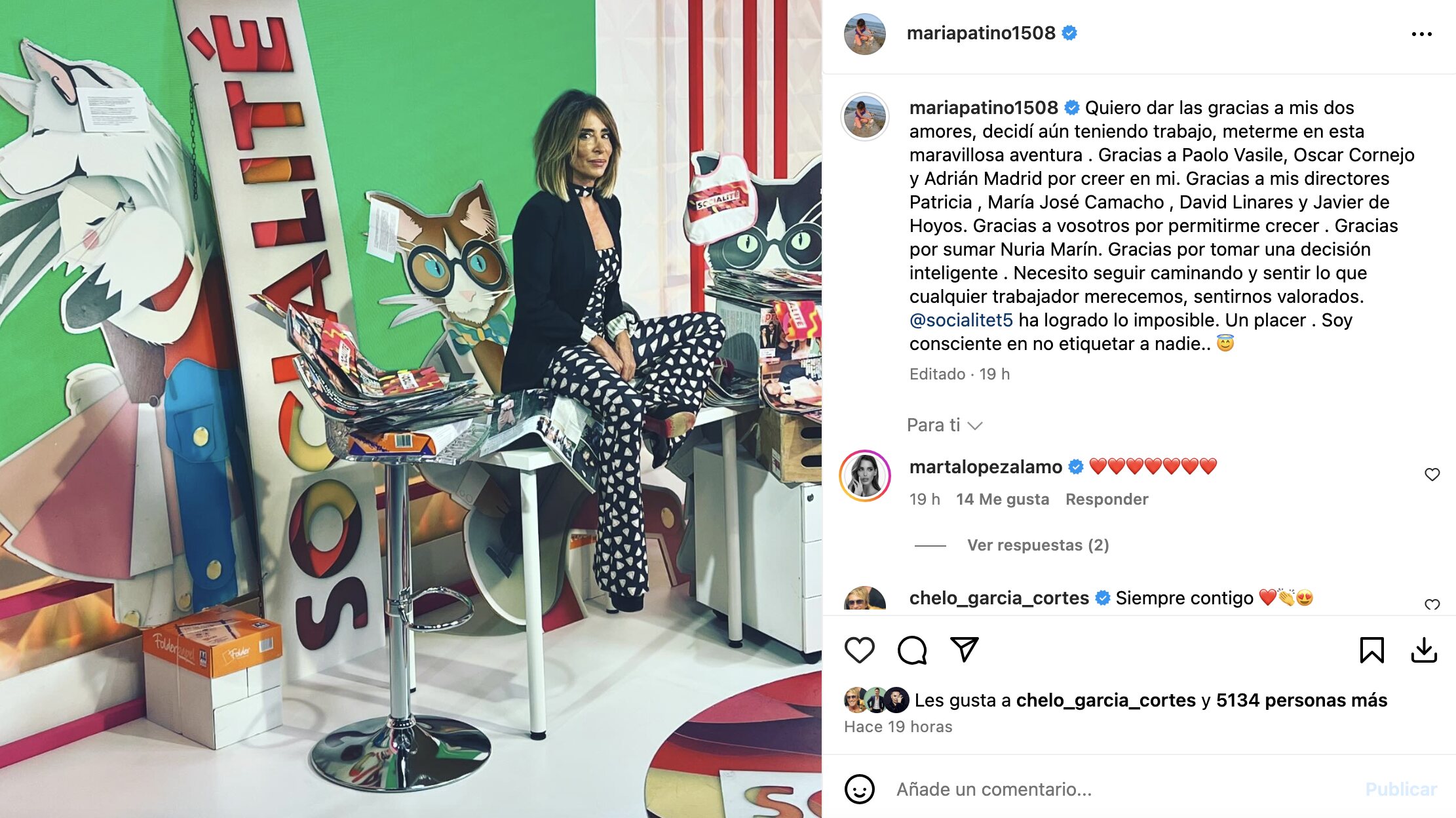 María Patiño se despide de 'Socialité' | Foto: Instagram