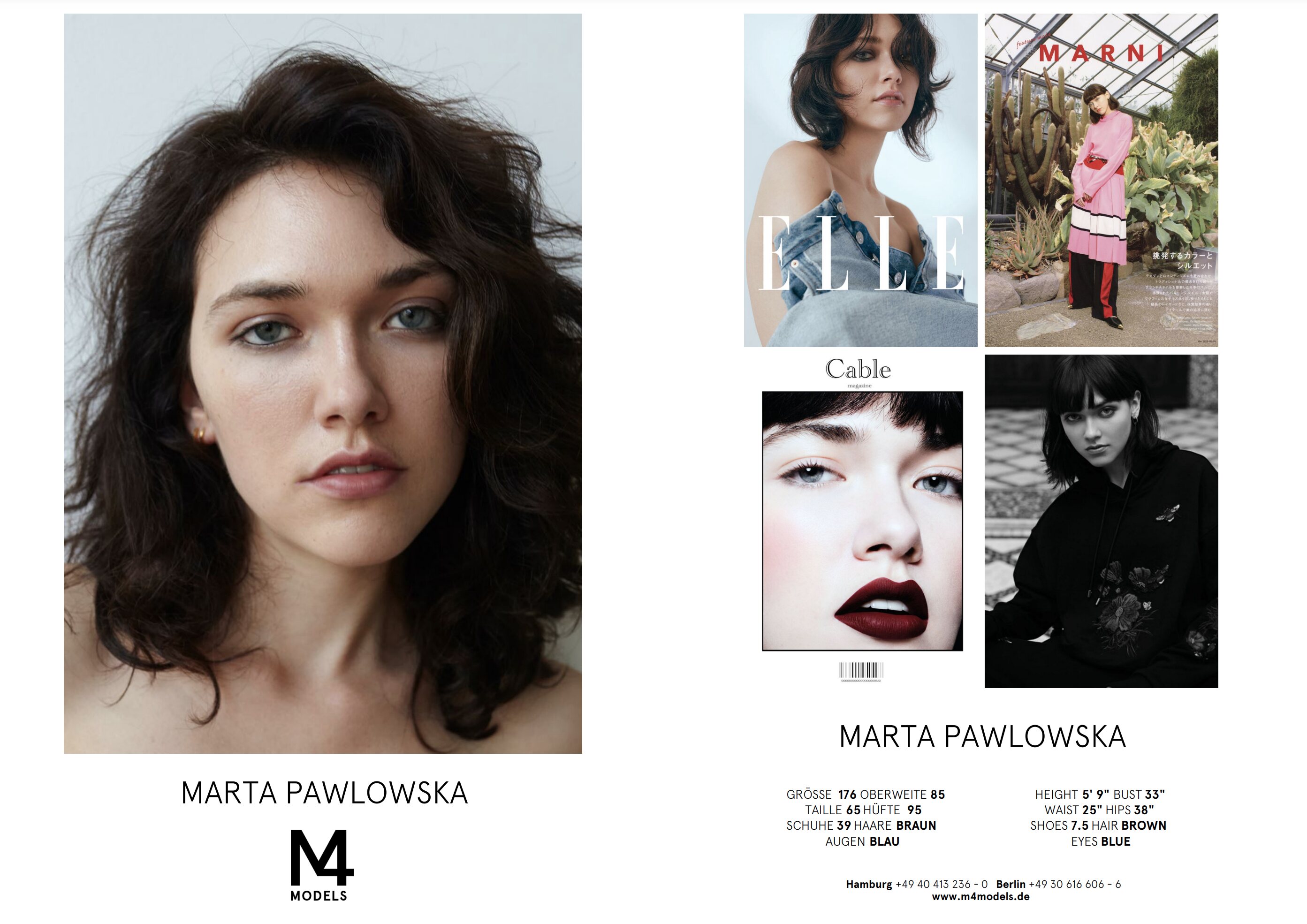 La carta de presentación de Marta Pawlowska como modelo en 'M4Models | Foto: M4models.com