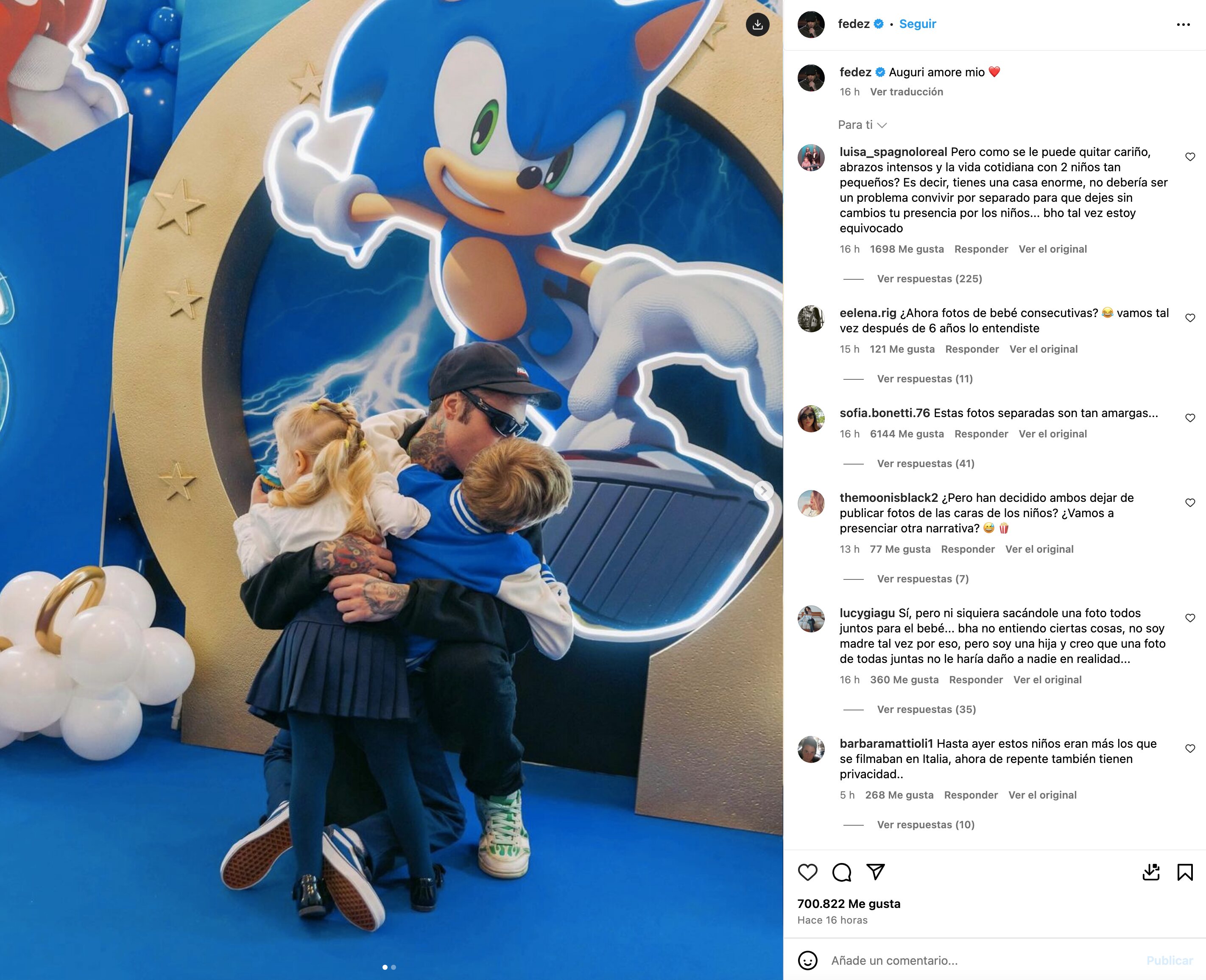 El post de Fedez por el cumpleaños de Leo | Foto: Instagram