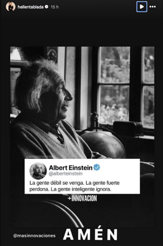 Elena Tablada comparte una reflexión de Einstein/ Foto: Instagram
