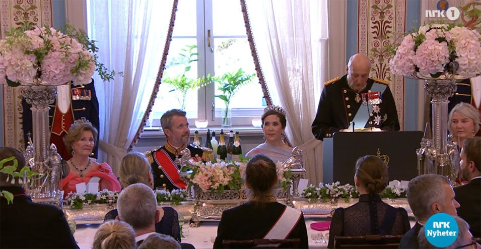 Harald de Noruega en su discurso en la cena de gala