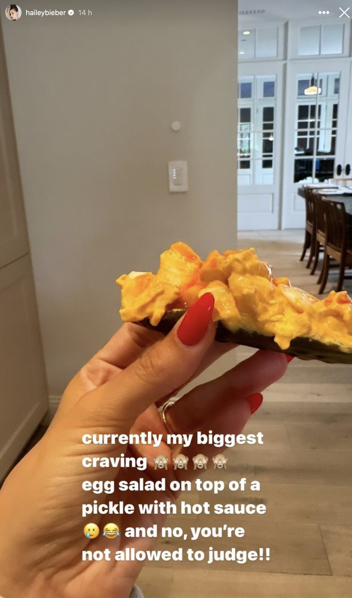 Hailey Bieber enseña su antojo durante su embarazo/ Foto: Instagram