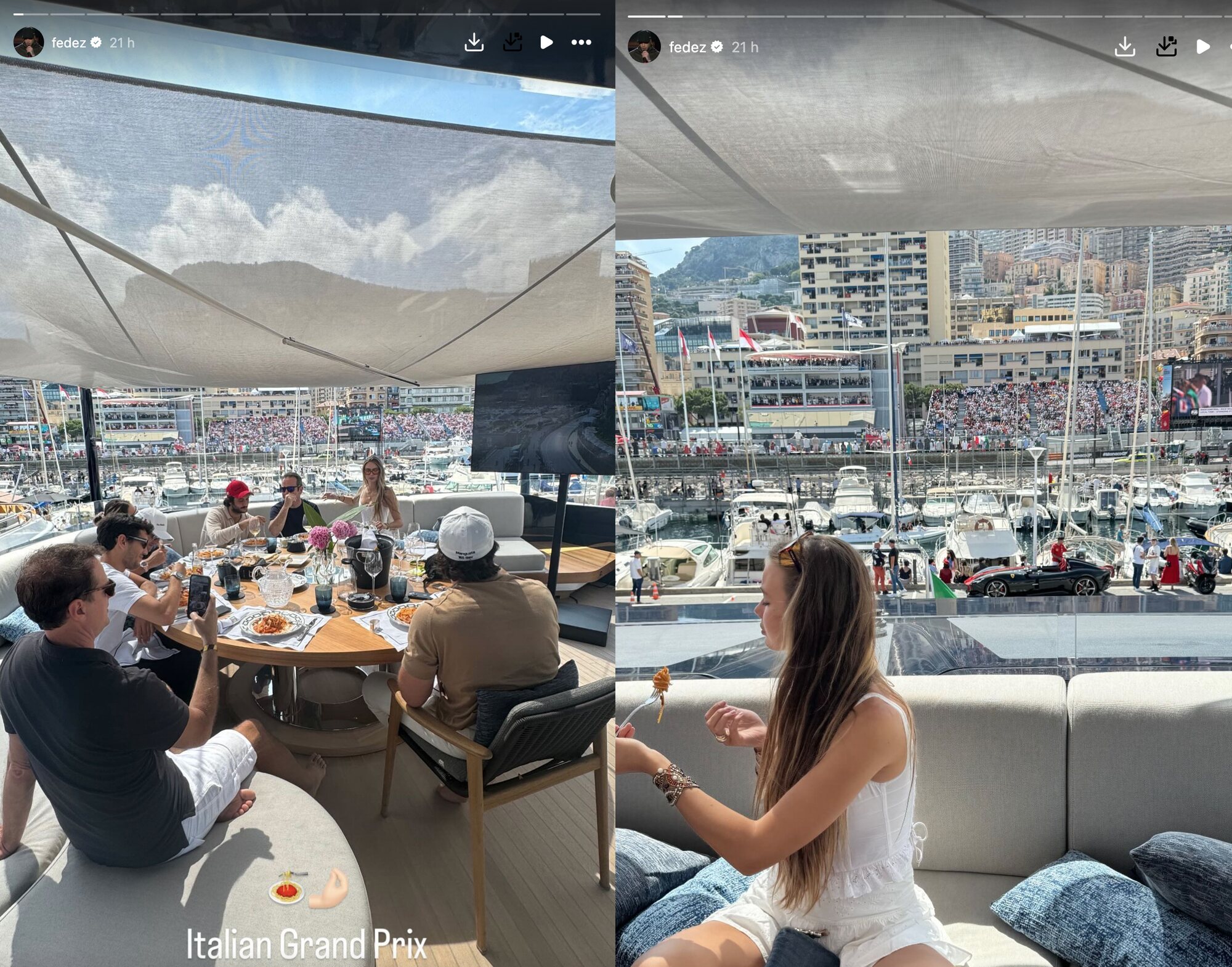 Garance Authié en los stories de Fedez desde Mónaco | Fotos: Instagram @fedez